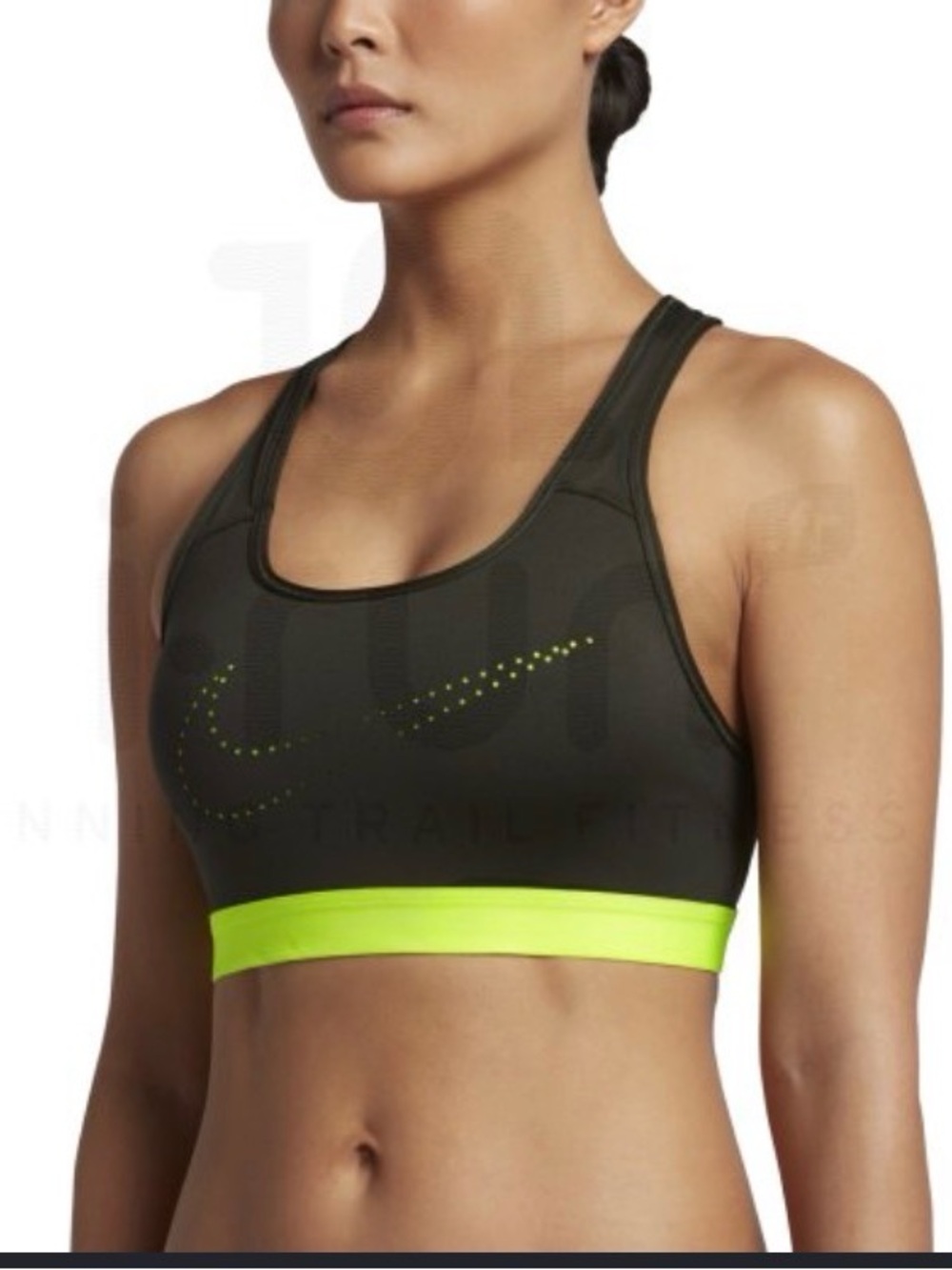 Nike Dri-FIT Sports Bra Small Olive Green Neon Yellow Racerback Athletic